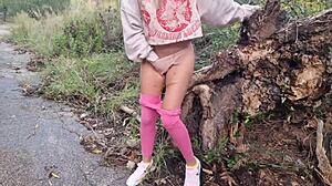 Watch me masturbate outdoors near the mountains, getting wet and reaching orgasm.