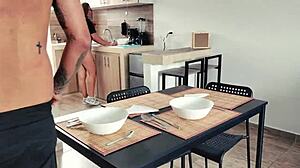 Does Thomas Stop Time to Fuck His Brunette Stepmother in the Kitchen?