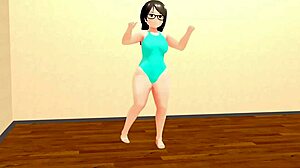 curvy anime girl dances with plump moves in kyo hentai animation. watch her sway!