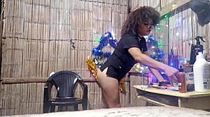 Christmas Adventure with Curly-Haired Asian and Pizza Delivery Boy in Old House