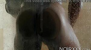 Hung Max Konnor jerks big black cock in bath