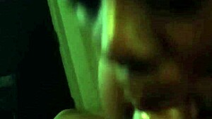 Bold ebony woman intensely sucking big black cock in hardcore action.