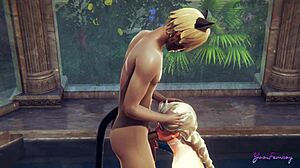 disney frozen yaoi - elsa femboy masters cock swallowing in anime game