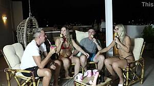 See through lingerie and hot group action with amateurs