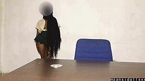 Ebony teen strips outdoors, wet pussy, clothes ripped, getting fucked hard