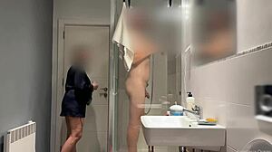 i caught my husband jerking on my stepmom in bathroom and joined them family use voyeur
