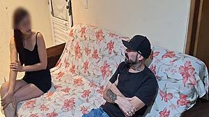 Dirty Old Man Plays Domination with Stepdaughter Under Skirt