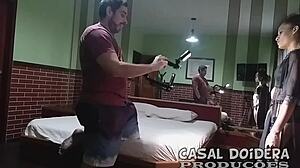 Yo, check the backstage amateur porn shoot with skinny Sky Sants and Leo Ogro!