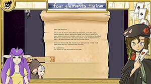 Avatar trainer teaches young brunette with big tits in new route.