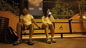 Public bus stop tryst leads to passionate outdoor escapade