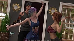 3D animated threesome with big nipples and cowgirl action