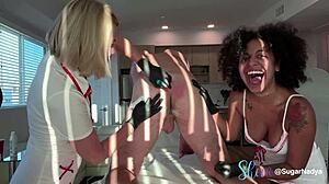 Free Ebony Girls Have A Blowjob Orgy For A Client Right After A Shaving Session!