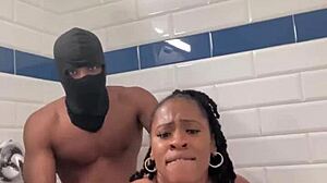 Big tits bouncing while getting fucked in the ass in the shower
