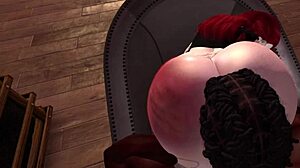 second life black man fucks red head white woman on a chair in hardcore interracial action