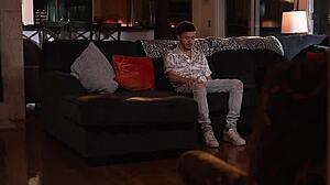 Big titty milf pornstar rides her fan's cock passionately on the sofa