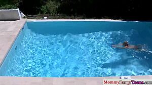 Busty blonde milf joins teens for steamy group fucking session