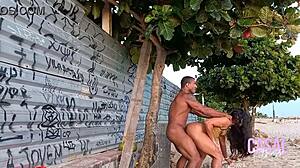 Big ass Anal Beach sex with crossdresser in public