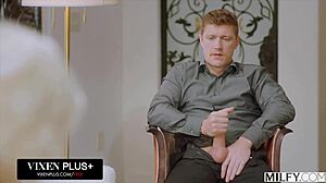 Boss with big tits Charli forces her assistant to give her deep blow job and then have rough sex