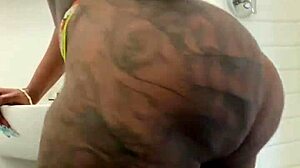 Big tits bouncing while getting fucked in the ass in the shower