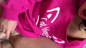 Asian stepdaughter Kimmy Kimm assists with jerk off session