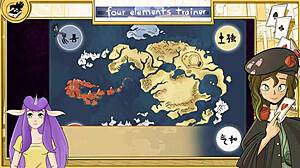 Avatar trainer teaches young brunette with big tits in new route.