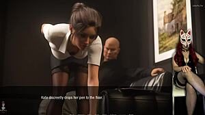 kate 28 in upskirt fetish roleplay as secretary.