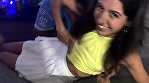 Unfaithful wife at party with strangers, cuckold just watching - part 62