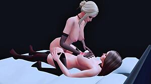 Trans Stepdaughter Seduces Stepmom for Intense Anal Sex in 3D Hentai SFM.