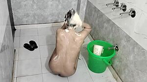 Married Indian housewife gets a rough shower surprise