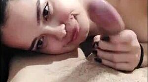 Cute brunette White Moon delivers intense deepthroat blowjob in POV