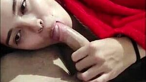 Cute brunette White Moon delivers intense deepthroat blowjob in POV