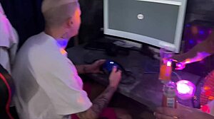 Unfaithful wife at party with strangers, cuckold just watching - part 62