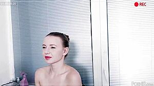 Teen interviews for hardcore casting with blowjob