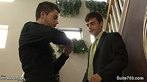 Naughty Married Male Bride Sucks Gay Groom's Cock at Wedding Reception