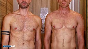 yo, check these muscled hunks with big dicks showering!