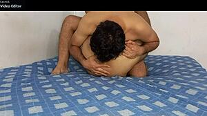 a couple enjoys a relaxing blowjob session together