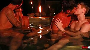 Watch Finn August Pound Ethan Adams' Big Ass In Hot Tub Orgy! Who's Next For Bareback Action?