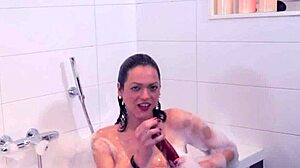 Solo Bathing Transsexual Woman Masturbates Her Big Tits And Cums In High Definition.