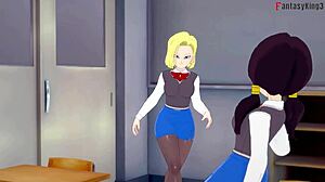Android 18 and Videl in Lesbian Fantasy Action