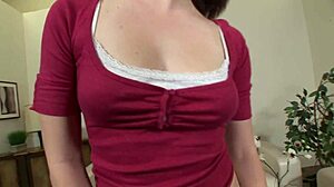 Horny slut bailey blue with great tits gets deep drilling on the couch and guzzles cum