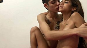 Skinny latina gets a hot massage and facial finish