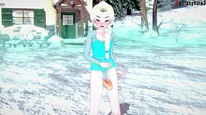 Elsa from Frozen sucking and having sex in fantasy hentai cartoon