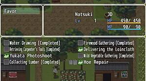 tanned natsuki strips for weird guy in hentai game