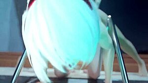 Hot futanari babe sucks and fucks near pool with cum explosion