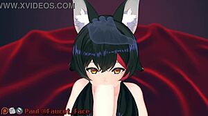 3D animated white girl sucks and licks a big cock