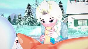 Elsa from Frozen sucking and having sex in fantasy hentai cartoon