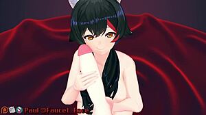 3D animated white girl sucks and licks a big cock