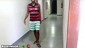 Young neighbors creampie black girl's shaved pussy without condom.