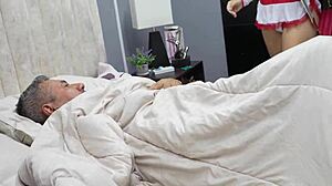 Young Latina nurse gives me a rough cowgirl ride