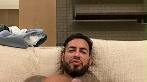 Tattooed Latino Viktor Rom masturbates his huge cock in homemade session